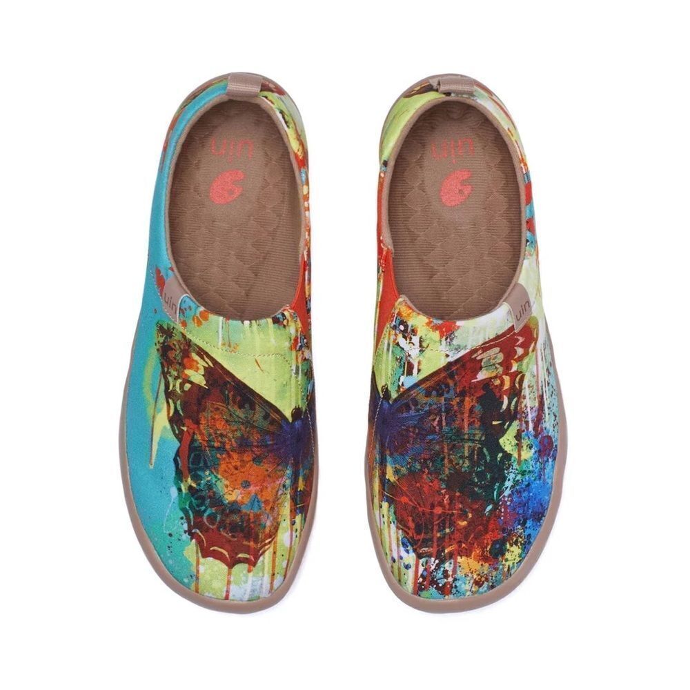 UIN Women's Sneaker Painted Canvas Slip-On Ladies Travel Shoes (Butterfly) - Picture 2 of 9